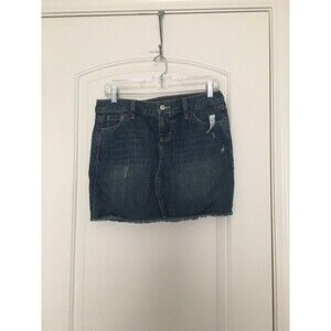 Old Navy Women's Blue Mini Jean Skirt Zip & Button Pockets Size 6